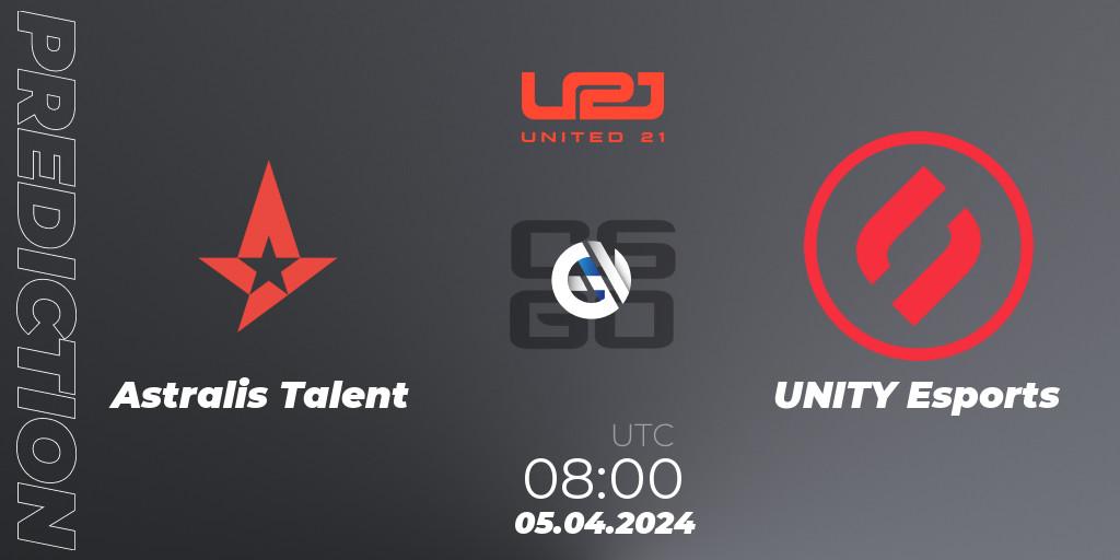 Astralis Talent - UNITY Esports: прогноз. 05.04.24, CS2 (CS:GO), United21 Season 14