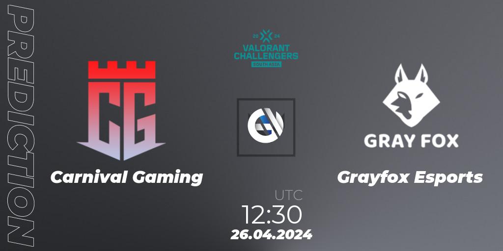 Carnival Gaming - Grayfox Esports: прогноз. 26.04.2024 at 12:30, VALORANT, VALORANT Challengers 2024 South Asia: Split 1 - Cup 2