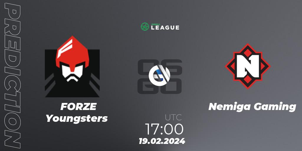 FORZE Youngsters - Nemiga Gaming: прогноз. 19.02.2024 at 17:00, Counter-Strike (CS2), ESEA Season 48: Advanced Division - Europe