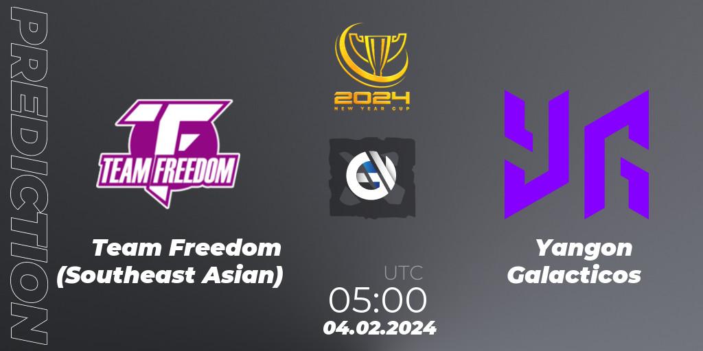 Team Freedom (Southeast Asian) - Yangon Galacticos: прогноз. 04.02.2024 at 05:09, Dota 2, New Year Cup 2024
