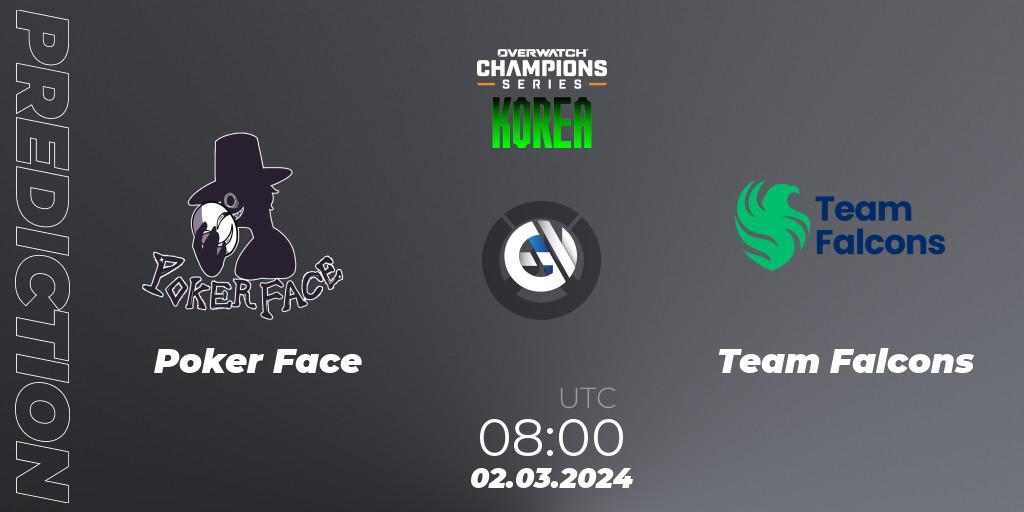 Poker Face - Team Falcons: прогноз. 02.03.2024 at 08:00, Overwatch, Overwatch Champions Series 2024 - Stage 1 Korea
