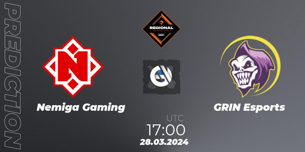 Nemiga Gaming - GRIN Esports: прогноз. 28.03.2024 at 17:00, Dota 2, RES Regional Series: EU #1