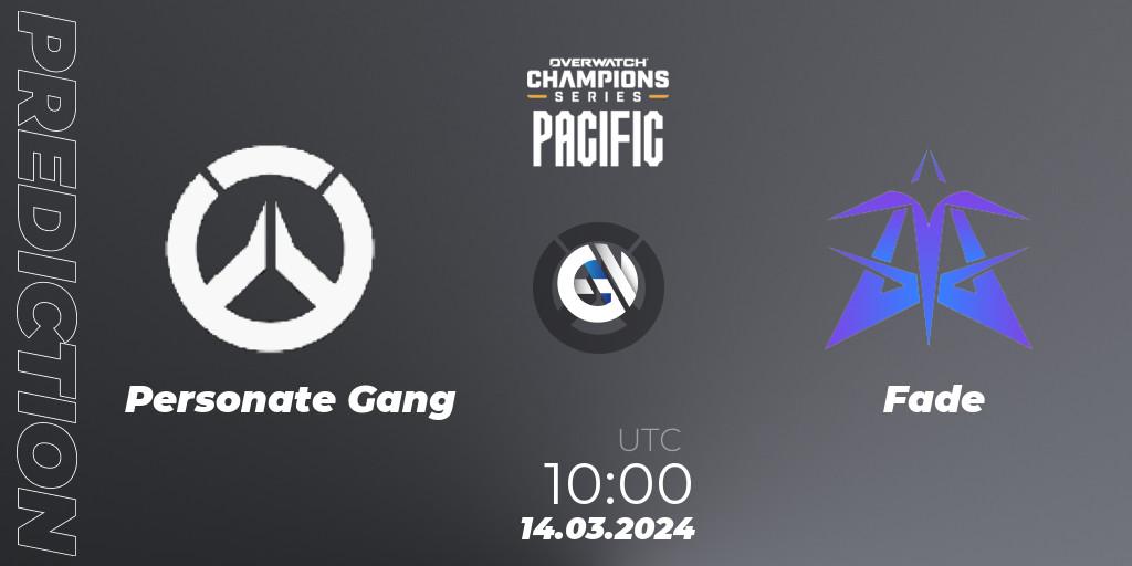 Personate Gang - Fade: прогноз. 14.03.2024 at 10:00, Overwatch, Overwatch Champions Series 2024 - Stage 1 Pacific