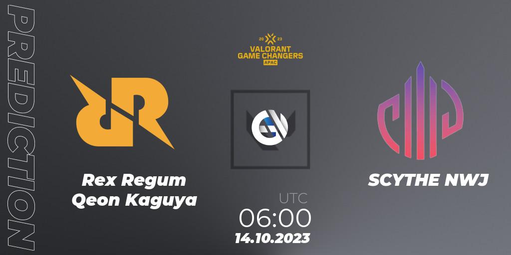 Rex Regum Qeon Kaguya - SCYTHE NWJ: прогноз. 14.10.2023 at 06:00, VALORANT, VCT 2023: Game Changers APAC Elite