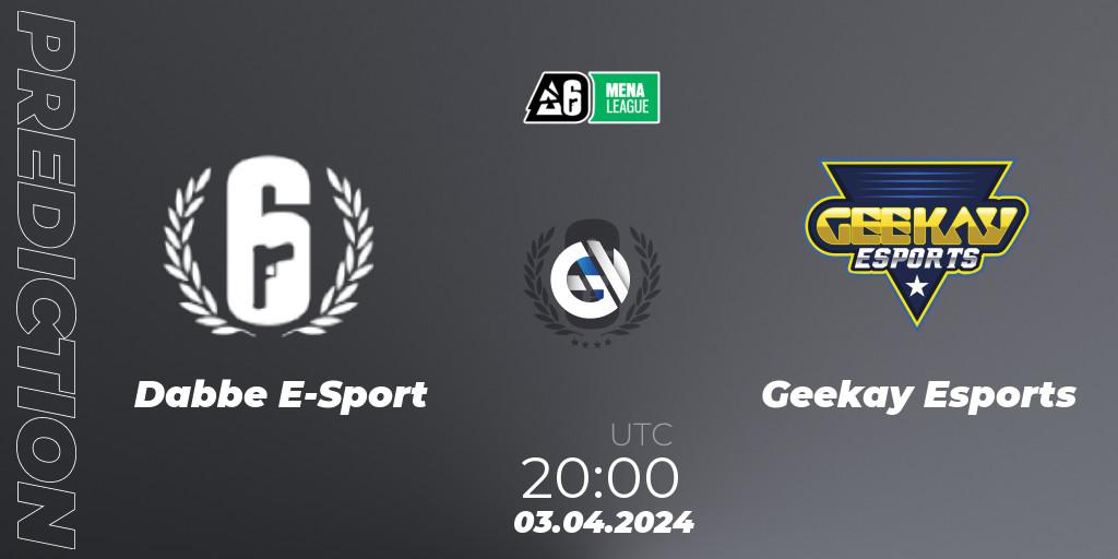 Dabbe E-Sport - Geekay Esports: прогноз. 03.04.2024 at 20:45, Rainbow Six, MENA League 2024 - Stage 1