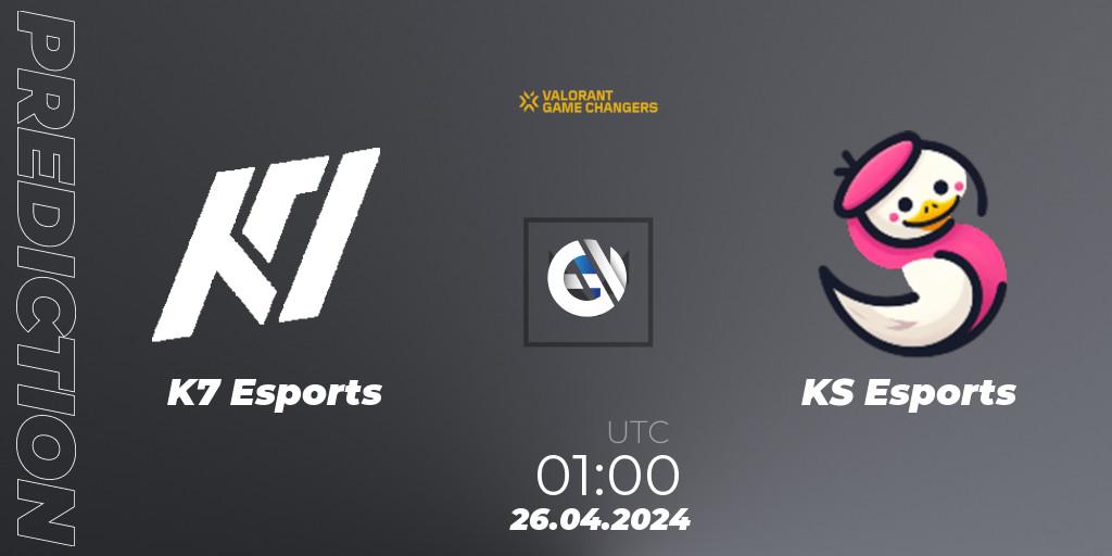 K7 Esports - KS Esports: прогноз. 26.04.2024 at 01:00, VALORANT, VCT 2024: Game Changers LAN - Opening