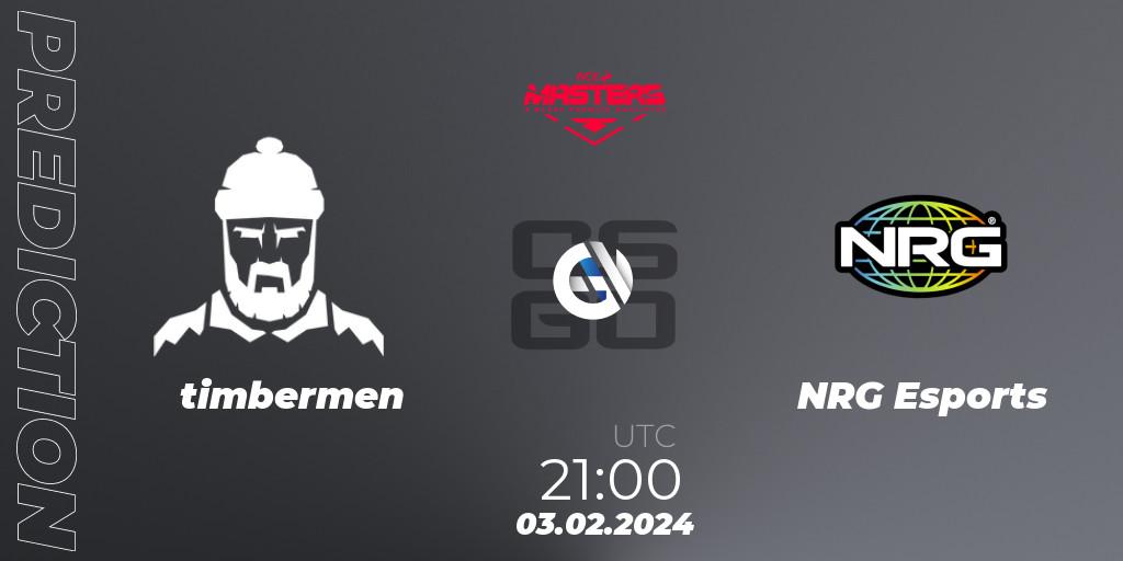 timbermen - NRG Esports: прогноз. 03.02.24, CS2 (CS:GO), ACE North American Masters Spring 2024 - A BLAST Premier Qualifier