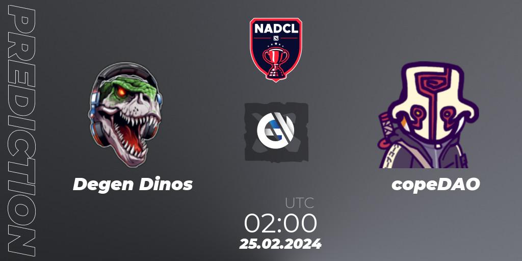 Degen Dinos - copeDAO: прогноз. 25.02.2024 at 02:00, Dota 2, North American Dota Challengers League Season 6 Division 1