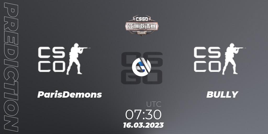 ParisDemons - BULLY: прогноз. 16.03.2023 at 07:30, Counter-Strike (CS2), Baidu Cup Invitational #2