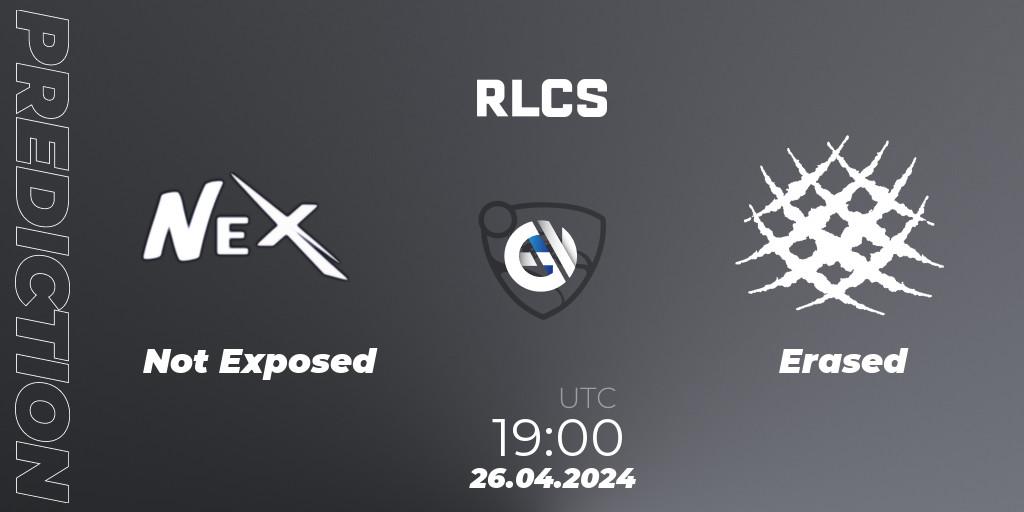 Not Exposed - Erased: прогноз. 26.04.2024 at 19:00, Rocket League, RLCS 2024 - Major 2: SAM Open Qualifier 4