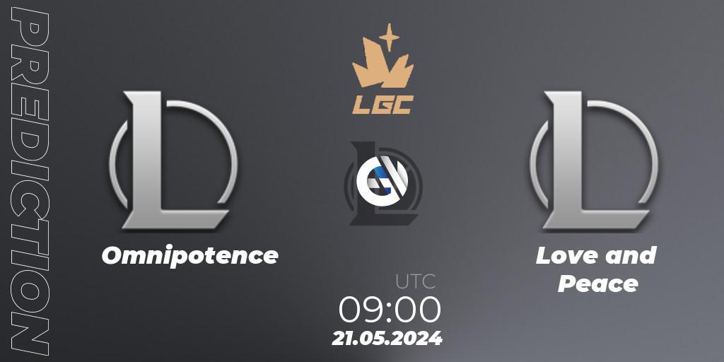 Omnipotence - Love and Peace: прогноз. 21.05.2024 at 09:00, LoL, Legend Cup 2024