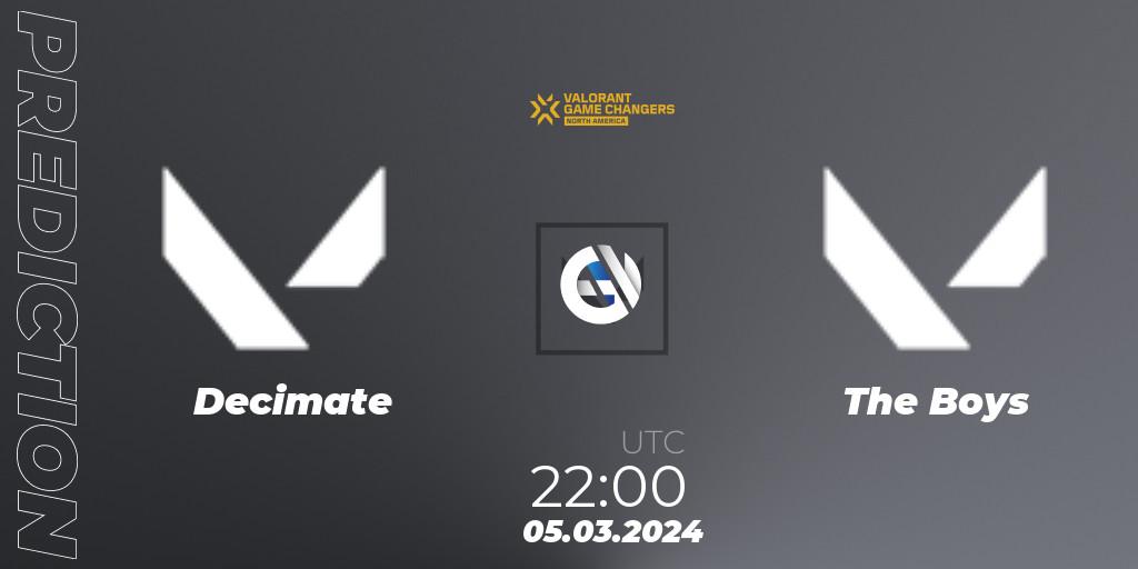 Decimate - The Boys: прогноз. 05.03.2024 at 22:00, VALORANT, VCT 2024: Game Changers North America Series Series 1