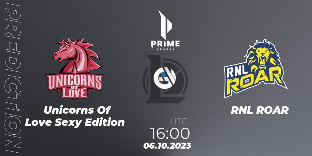 Unicorns Of Love Sexy Edition - RNL ROAR: прогноз. 06.10.2023 at 16:00, LoL, Prime League Pokal 2023