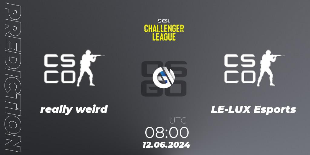 really weird - LE-LUX Esports: прогноз. 12.06.2024 at 08:00, Counter-Strike (CS2), ESL Challenger League Season 47 Relegation: Oceania