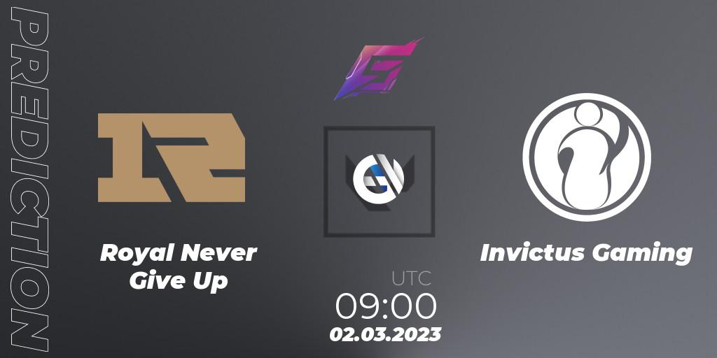 Royal Never Give Up - Invictus Gaming: прогноз. 02.03.2023 at 09:00, VALORANT, FGC Valorant Invitational 2023: Act 1 - Open Qualifier