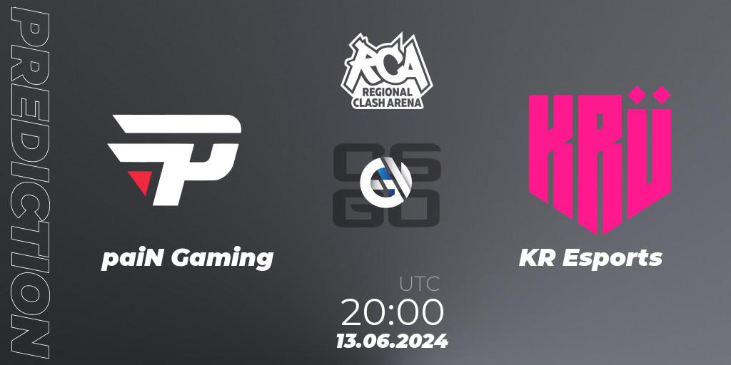 paiN Gaming - KRÜ Esports: прогноз. 13.06.2024 at 20:00, Counter-Strike (CS2), Regional Clash Arena South America