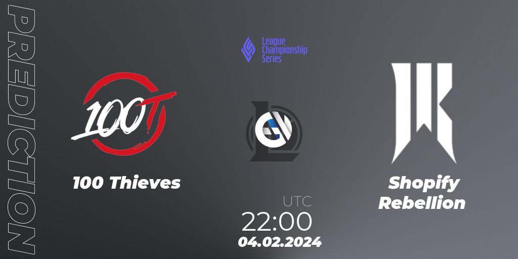100 Thieves - Shopify Rebellion: прогноз. 04.02.2024 at 23:00, LoL, LCS Spring 2024 - Group Stage