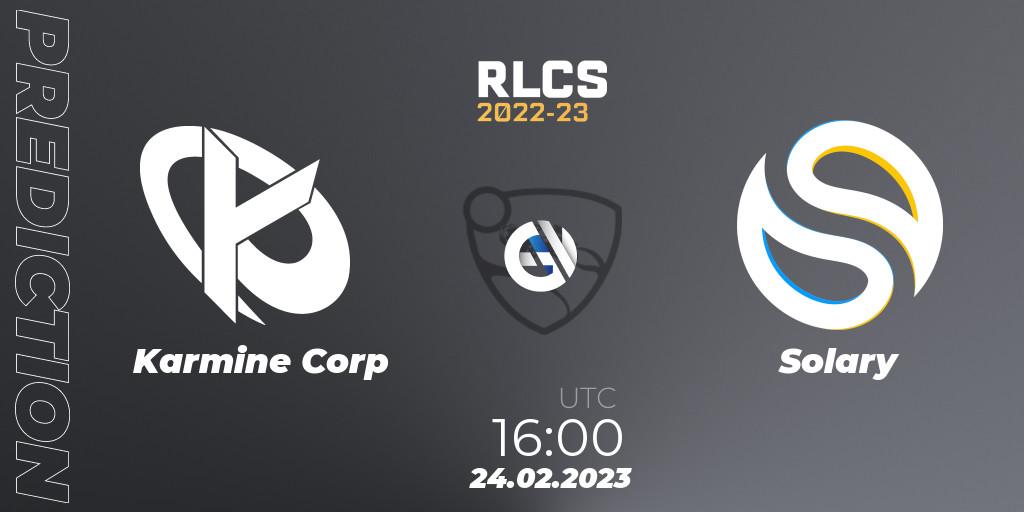 Karmine Corp - Solary: прогноз. 24.02.2023 at 16:00, Rocket League, RLCS 2022-23 - Winter: Europe Regional 3 - Winter Invitational