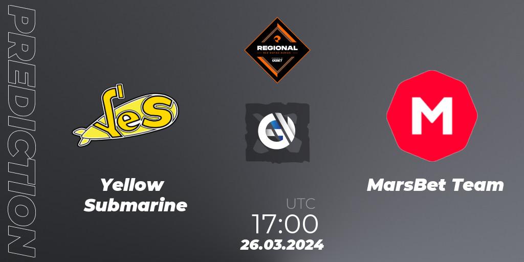 Yellow Submarine - MarsBet Team: прогноз. 26.03.2024 at 18:00, Dota 2, RES Regional Series: EU #1