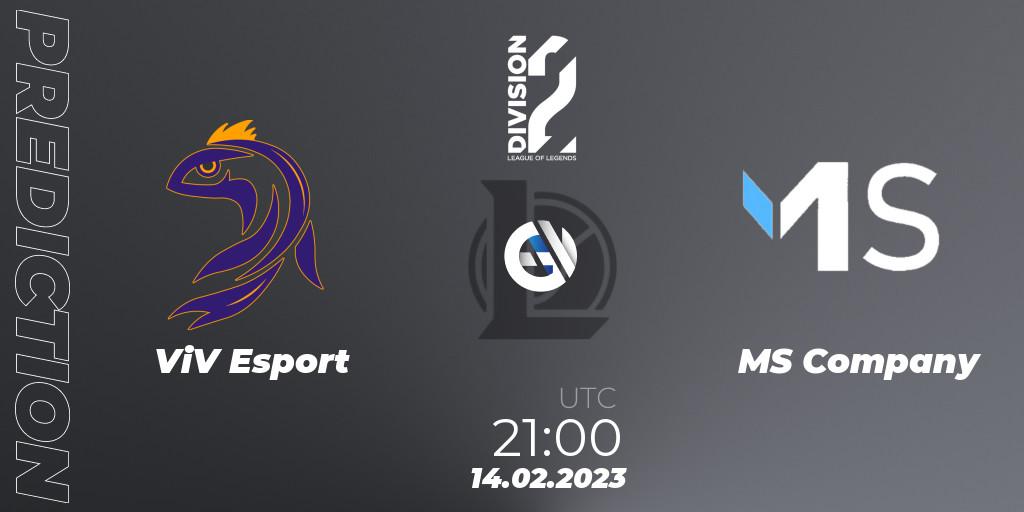 ViV Esport - MS Company: прогноз. 14.02.2023 at 21:00, LoL, LFL Division 2 Spring 2023 - Group Stage
