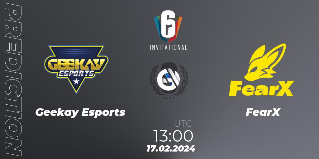 Geekay Esports - FearX: прогноз. 17.02.2024 at 13:00, Rainbow Six, Six Invitational 2024 - Group Stage