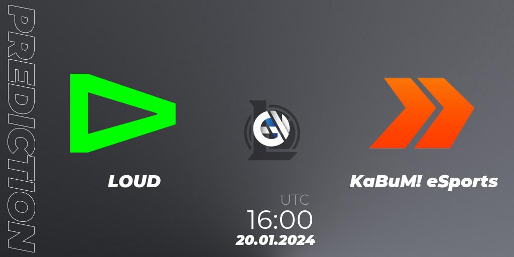 LOUD - KaBuM! eSports: прогноз. 20.01.2024 at 16:00, LoL, CBLOL Split 1 2024 - Group Stage