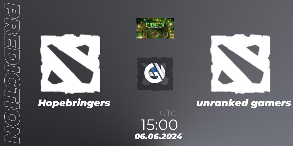 Hopebringers - unranked gamers: прогноз. 06.06.2024 at 15:00, Dota 2, The International 2024: Western Europe Open Qualifier #1