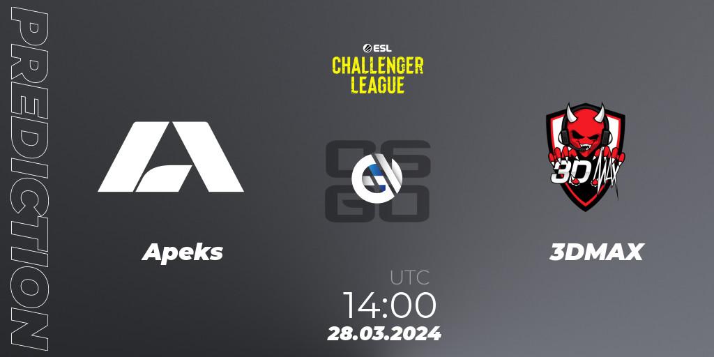 Apeks - 3DMAX: прогноз. 28.03.24, CS2 (CS:GO), ESL Challenger League Season 47: Europe