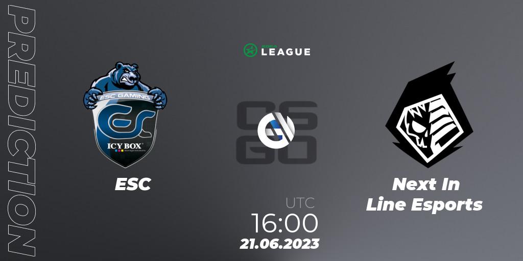 ESC - Next In Line Esports: прогноз. 21.06.2023 at 16:00, Counter-Strike (CS2), ESEA Season 45: Open Division - Europe