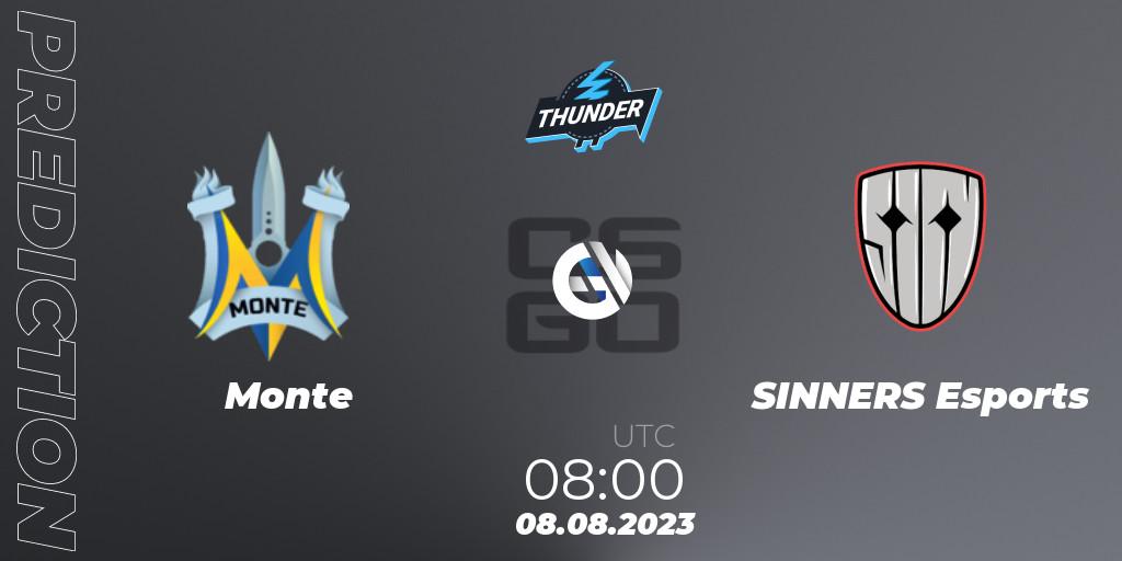 Monte - SINNERS Esports: прогноз. 08.08.2023 at 08:00, Counter-Strike (CS2), Thunderpick World Championship 2023: European Qualifier #1