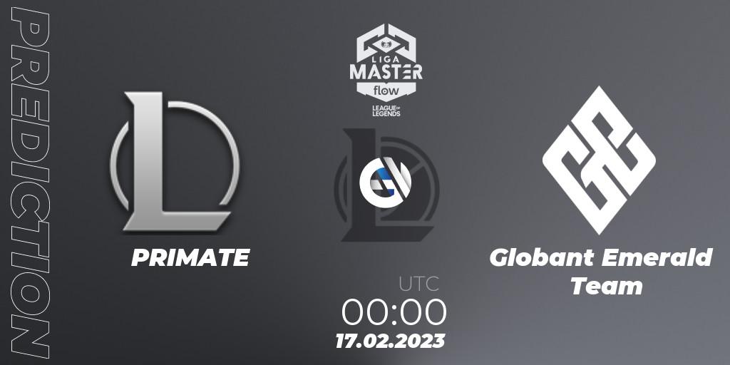 PRIMATE - Globant Emerald Team: прогноз. 17.02.2023 at 00:00, LoL, Liga Master Opening 2023 - Group Stage