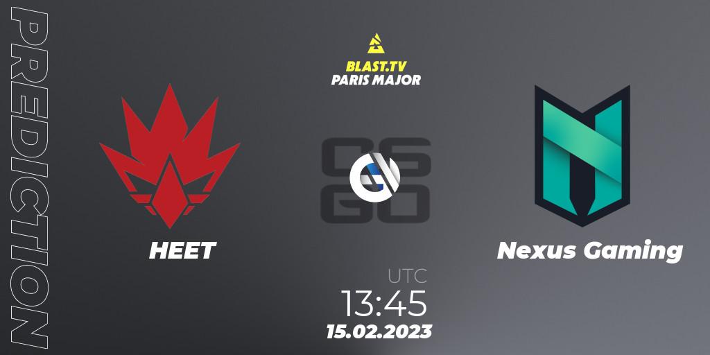 HEET - Nexus Gaming: прогноз. 15.02.23, CS2 (CS:GO), BLAST.tv Paris Major 2023 Europe RMR Open Qualifier 2