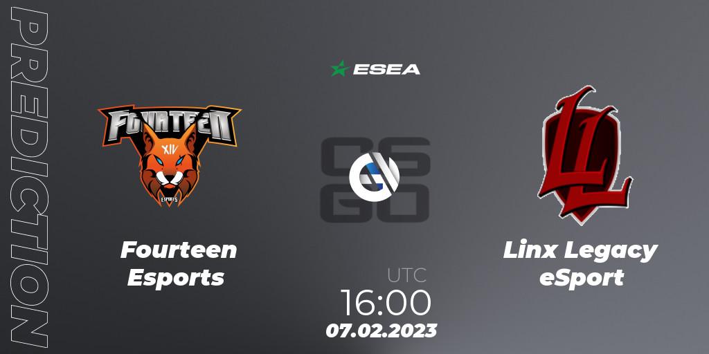 Fourteen Esports - Linx Legacy eSport: прогноз. 17.02.23, CS2 (CS:GO), ESEA Season 44: Advanced Division - Europe