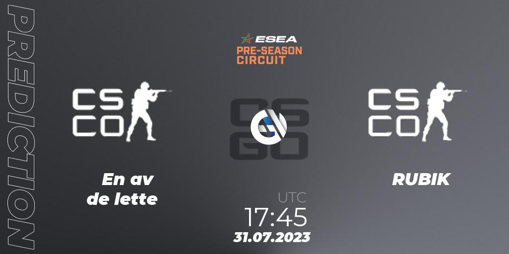 En av de lette - RUBIK: прогноз. 31.07.2023 at 17:45, Counter-Strike (CS2), ESEA Pre-Season Circuit 2023: North American Final