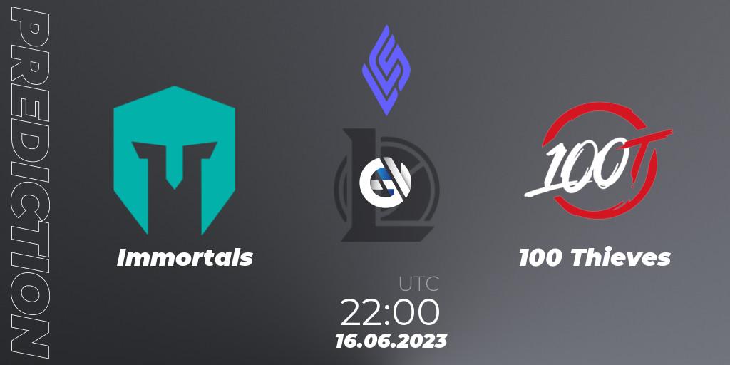 Immortals - 100 Thieves: прогноз. 23.06.23, LoL, LCS Summer 2023 - Group Stage