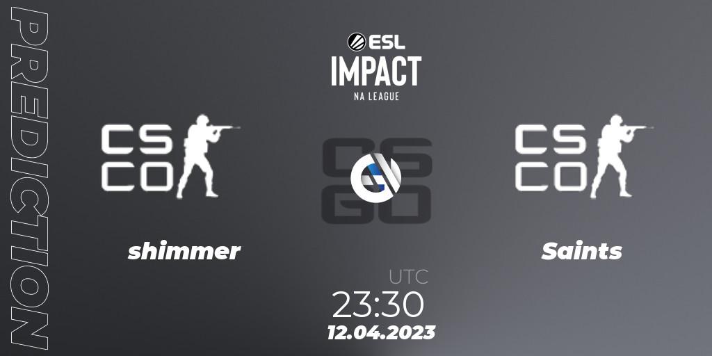 shimmer - Saints: прогноз. 12.04.2023 at 23:30, Counter-Strike (CS2), ESL Impact League Season 3: North American Division