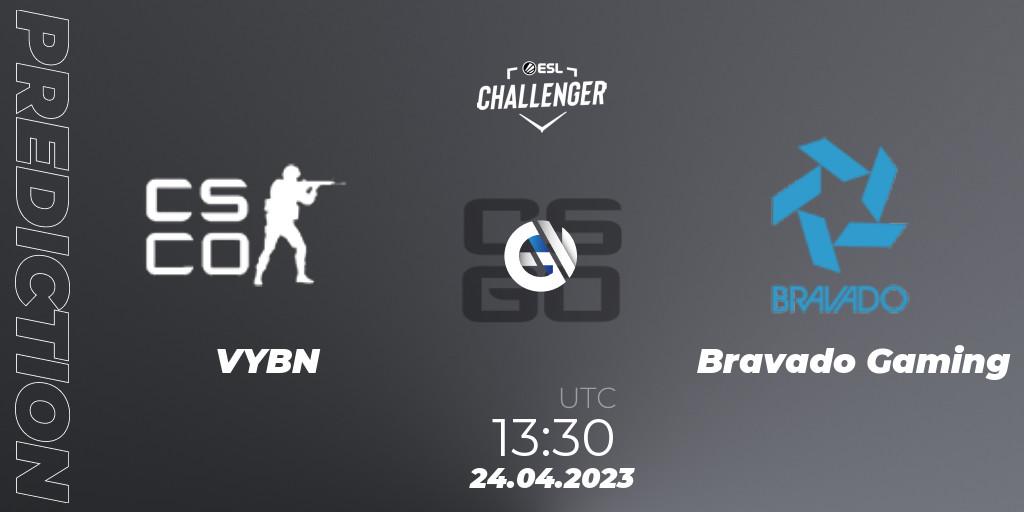 VYBN - Bravado Gaming: прогноз. 24.04.2023 at 13:30, Counter-Strike (CS2), ESL Challenger Katowice 2023: South African Qualifier