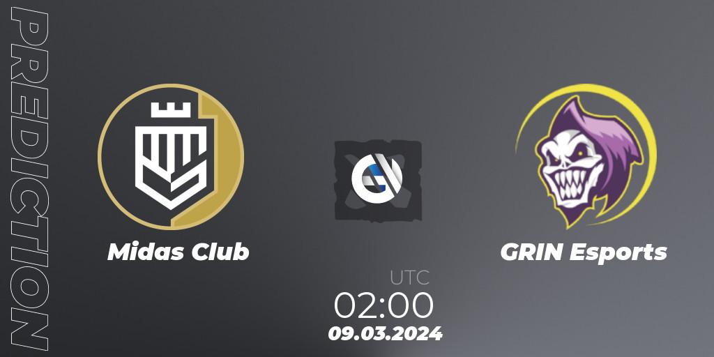 Midas Club - GRIN Esports: прогноз. 11.03.2024 at 22:00, Dota 2, Maincard Unmatched - March