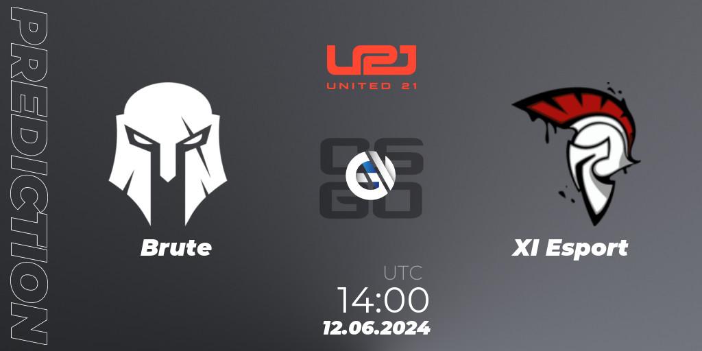 Brute - XI Esport: прогноз. 12.06.2024 at 14:00, Counter-Strike (CS2), United21 Season 14: Division 2