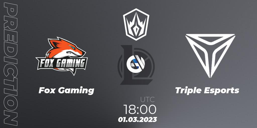 Fox Gaming - Triple Esports: прогноз. 01.03.2023 at 18:30, LoL, Arabian League Spring 2023