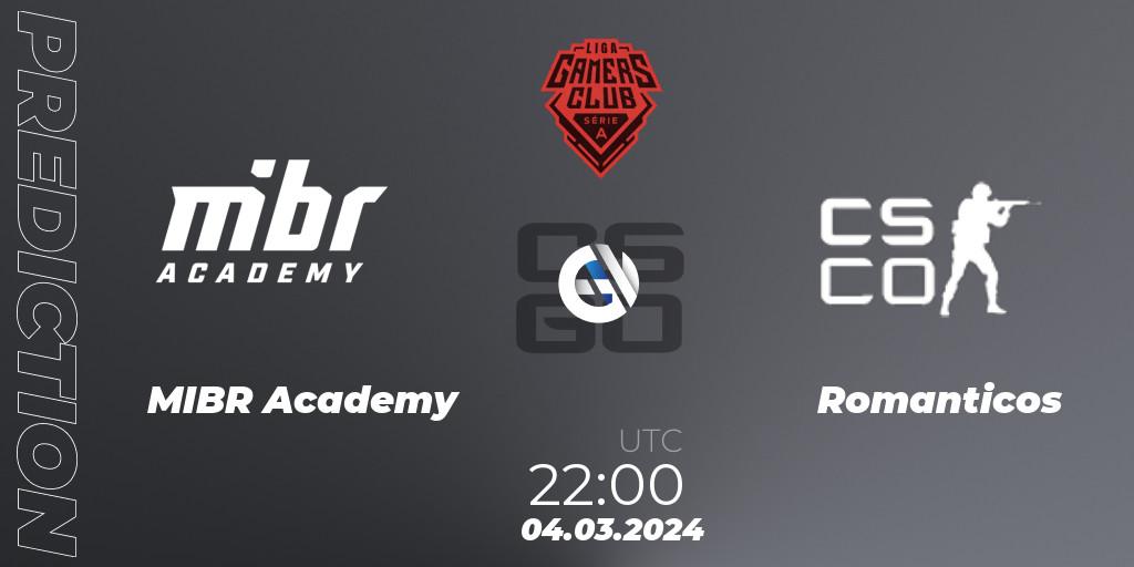 MIBR Academy - Romanticos: прогноз. 04.03.2024 at 22:00, Counter-Strike (CS2), Gamers Club Liga Série A: February 2024