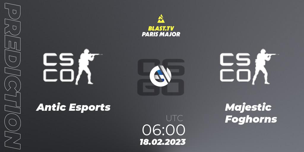 Antic Esports - Majestic Foghorns: прогноз. 18.02.2023 at 06:00, Counter-Strike (CS2), BLAST.tv Paris Major 2023 Oceania RMR Closed Qualifier