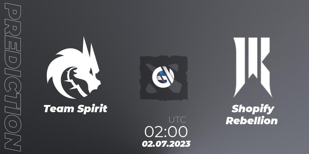 Team Spirit - Shopify Rebellion: прогноз. 02.07.2023 at 02:00, Dota 2, Bali Major 2023 - Group Stage