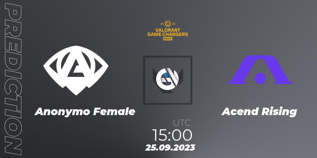 Anonymo Female - Acend Rising: прогноз. 25.09.2023 at 15:00, VALORANT, VCT 2023: Game Changers EMEA Stage 3 - Group Stage