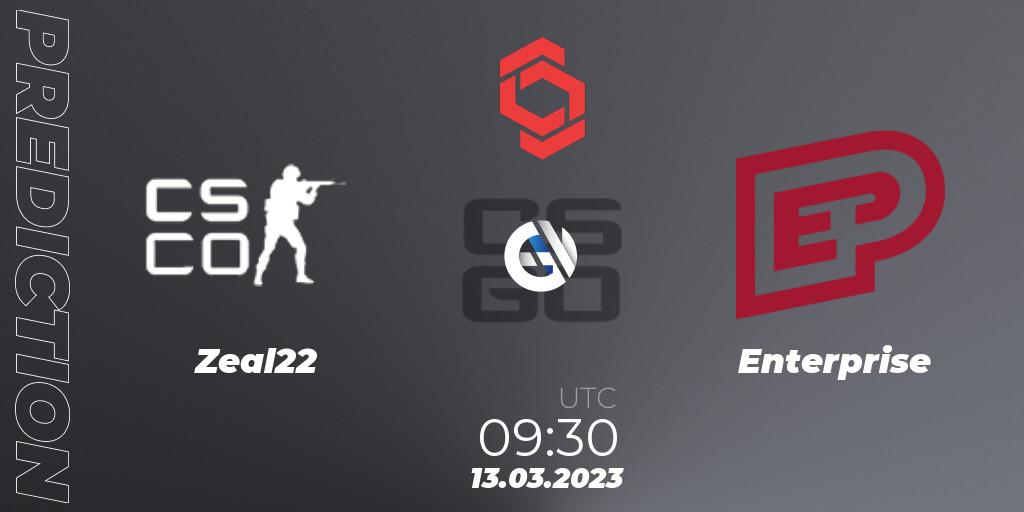 Zeal22 - Enterprise: прогноз. 13.03.2023 at 09:30, Counter-Strike (CS2), CCT Central Europe Series 5 Closed Qualifier