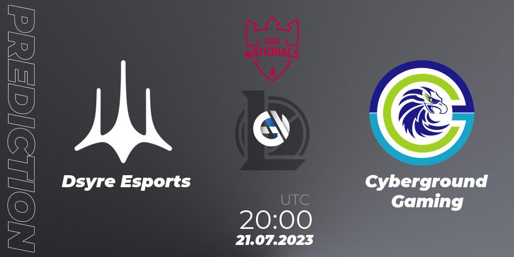 Dsyre Esports - Cyberground Gaming: прогноз. 21.07.2023 at 20:00, LoL, PG Nationals Summer 2023