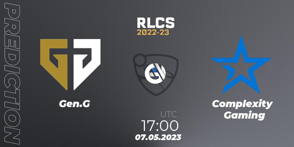 Gen.G - Complexity Gaming: прогноз. 07.05.2023 at 20:00, Rocket League, RLCS 2022-23 - Spring: North America Regional 1 - Spring Open - Playoffs 