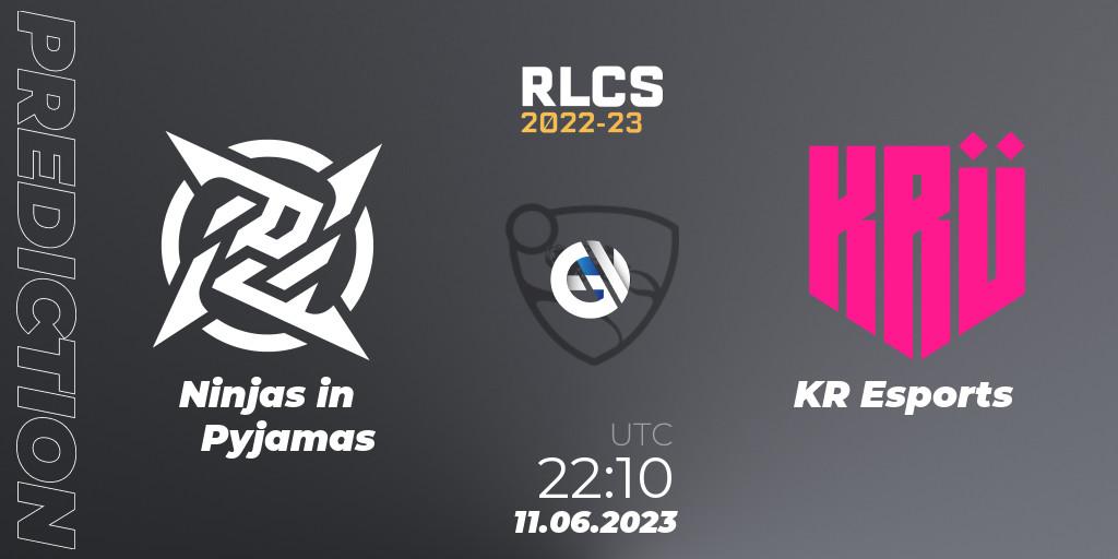 Ninjas in Pyjamas - KRÜ Esports: прогноз. 11.06.2023 at 22:10, Rocket League, RLCS 2022-23 - Spring: South America Regional 3 - Spring Invitational