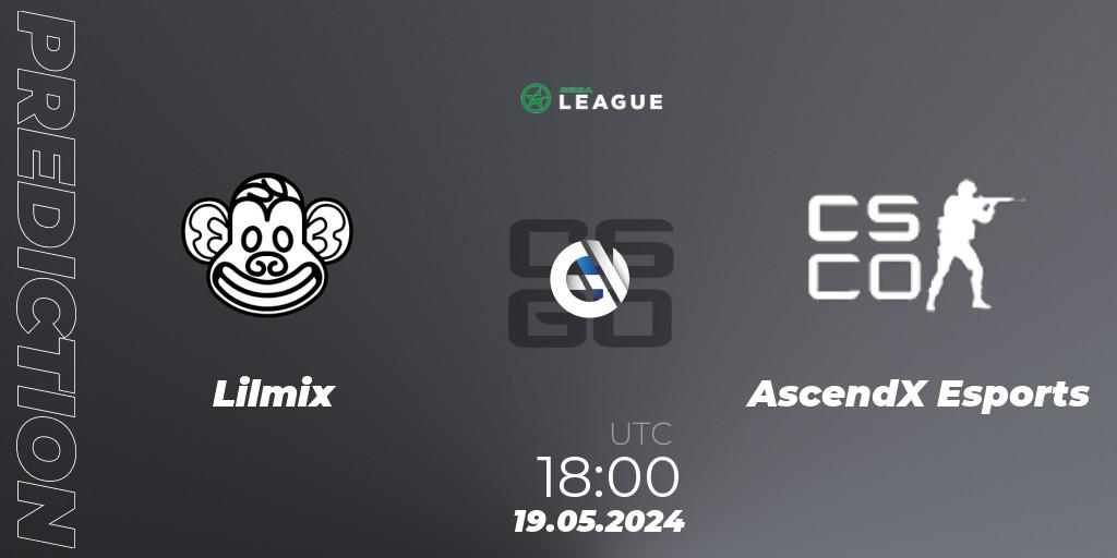 Lilmix - AscendX Esports: прогноз. 19.05.2024 at 18:00, Counter-Strike (CS2), ESEA Season 49: Advanced Division - Europe