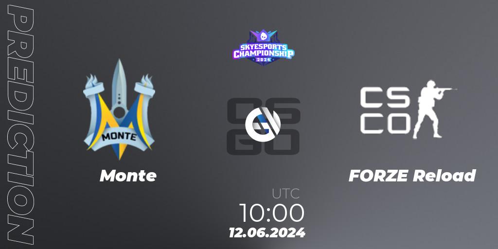 Monte - FORZE Reload: прогноз. 12.06.2024 at 10:00, Counter-Strike (CS2), Skyesports Championship 2024: European Qualifier
